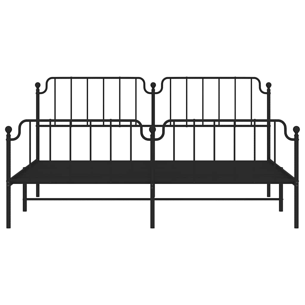 sengeramme med sengegavl og fodgærde 193x203 cm metal sort