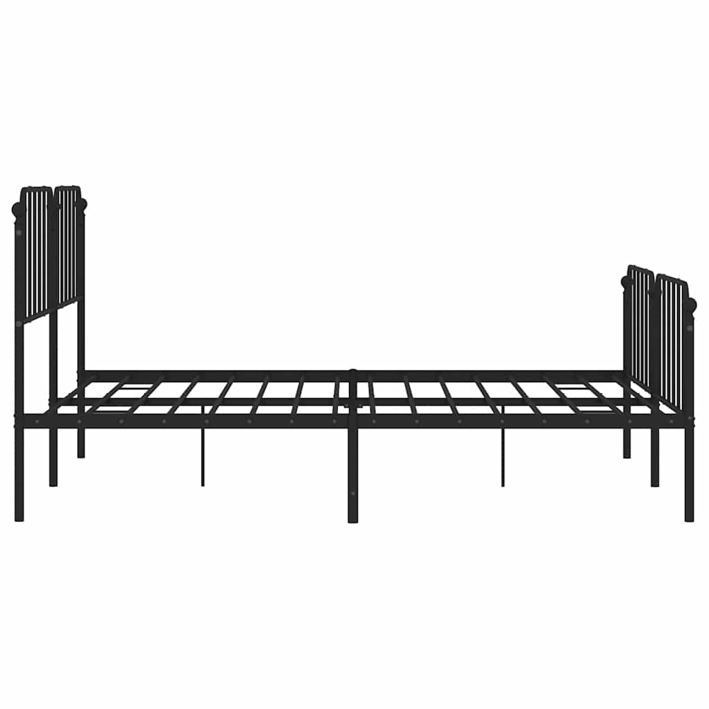 sengeramme med sengegavl og fodgærde 193x203 cm metal sort