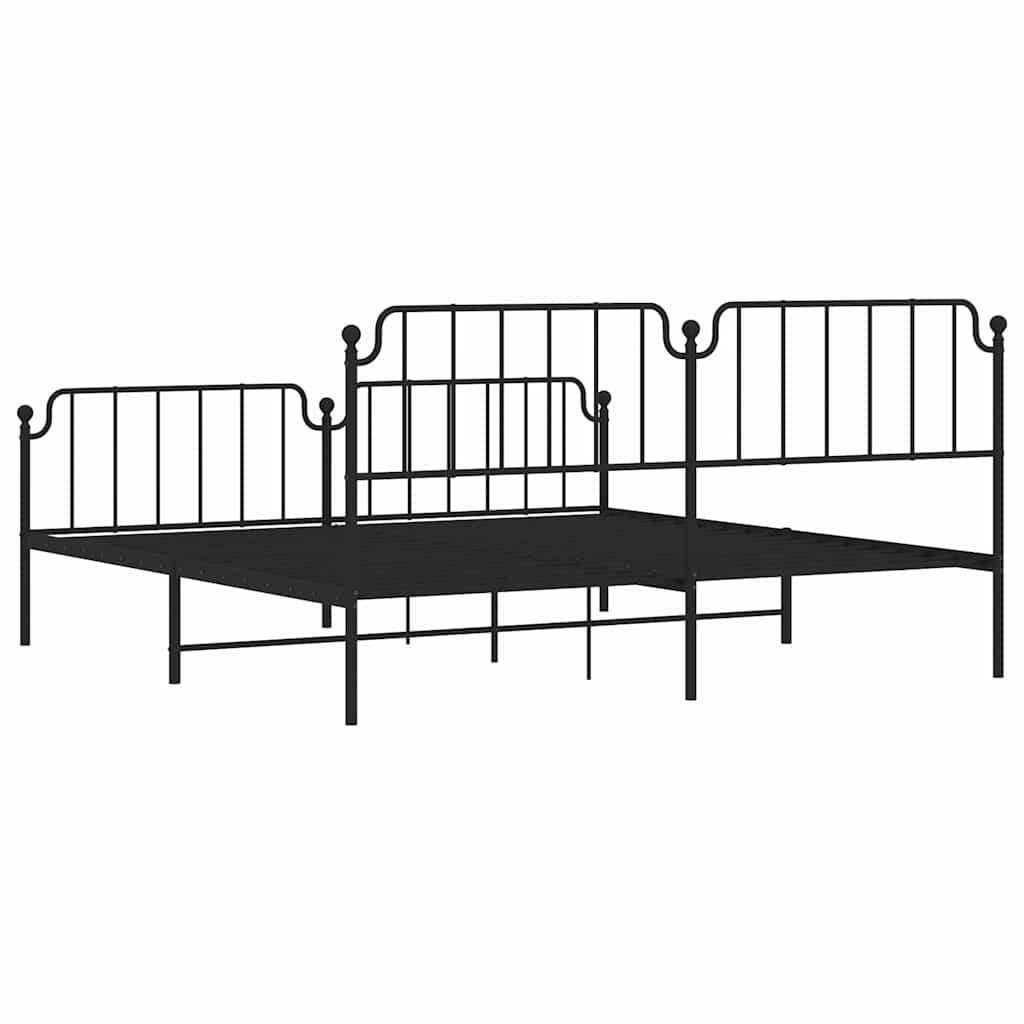 sengeramme med sengegavl og fodgærde 193x203 cm metal sort