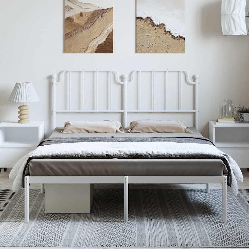 sengeramme med sengegavl 135x190 cm metal hvid