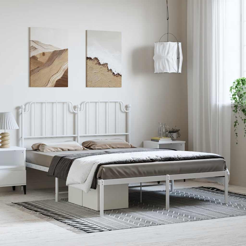 sengeramme med sengegavl 135x190 cm metal hvid