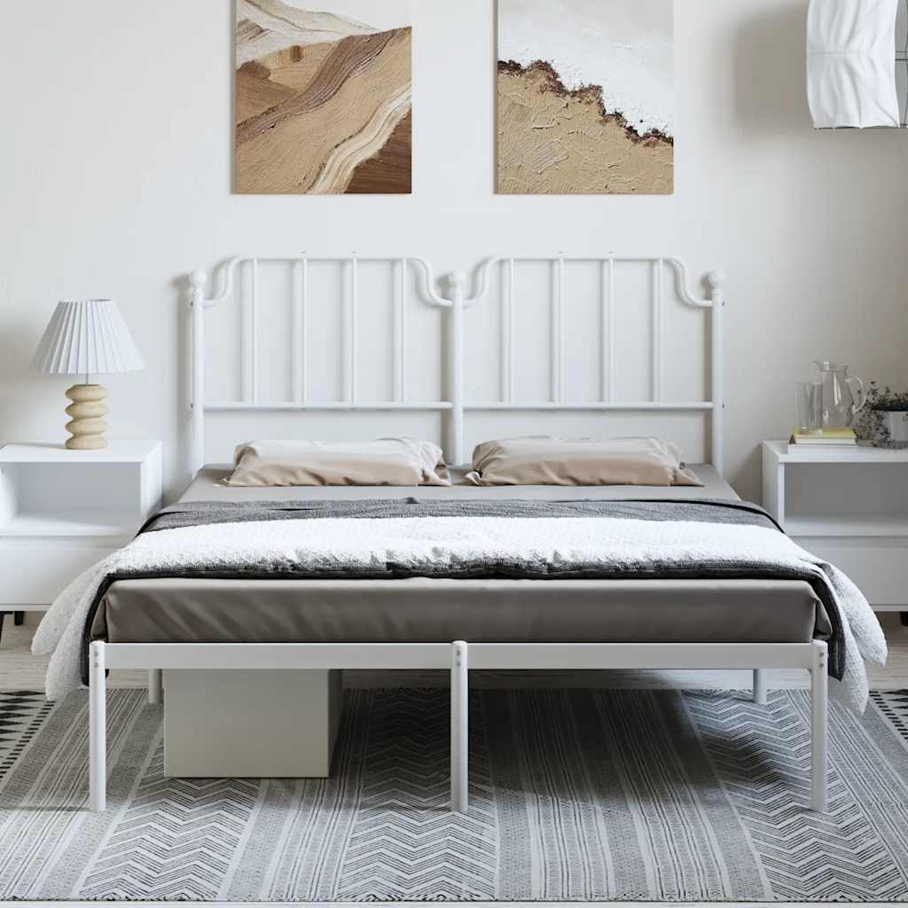 sengeramme med sengegavl 150x200 cm metal hvid