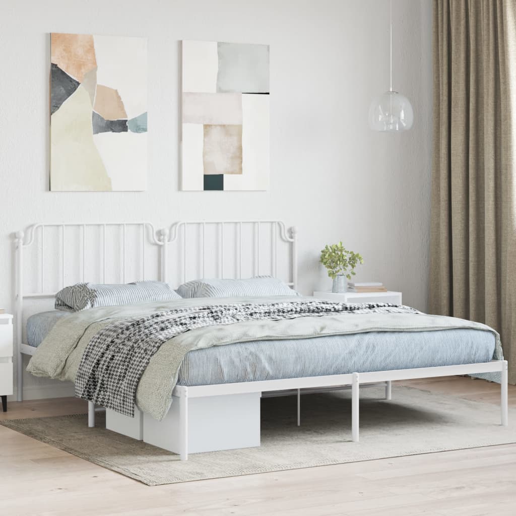 sengeramme med sengegavl 160x200 cm metal hvid