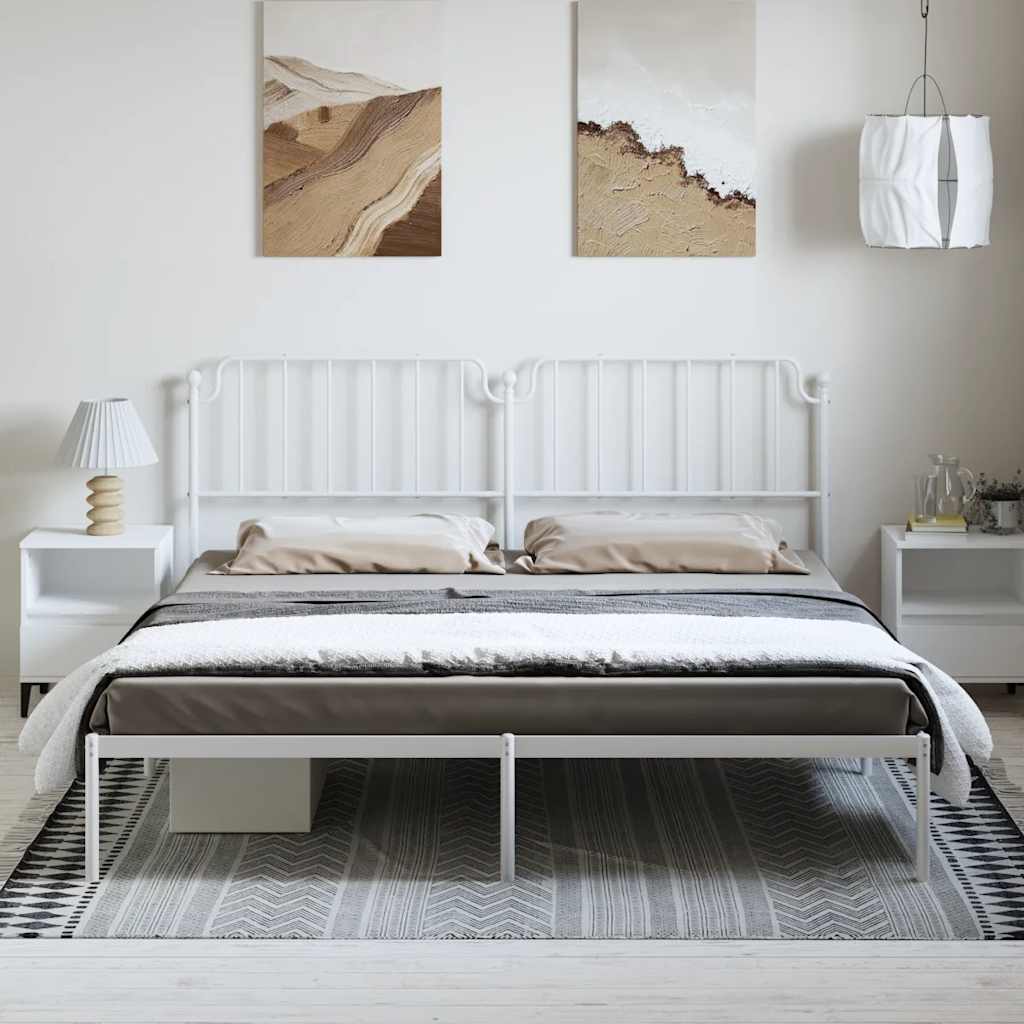 sengeramme med sengegavl 183x213 cm metal hvid