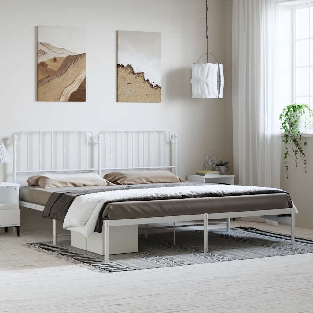 sengeramme med sengegavl 183x213 cm metal hvid