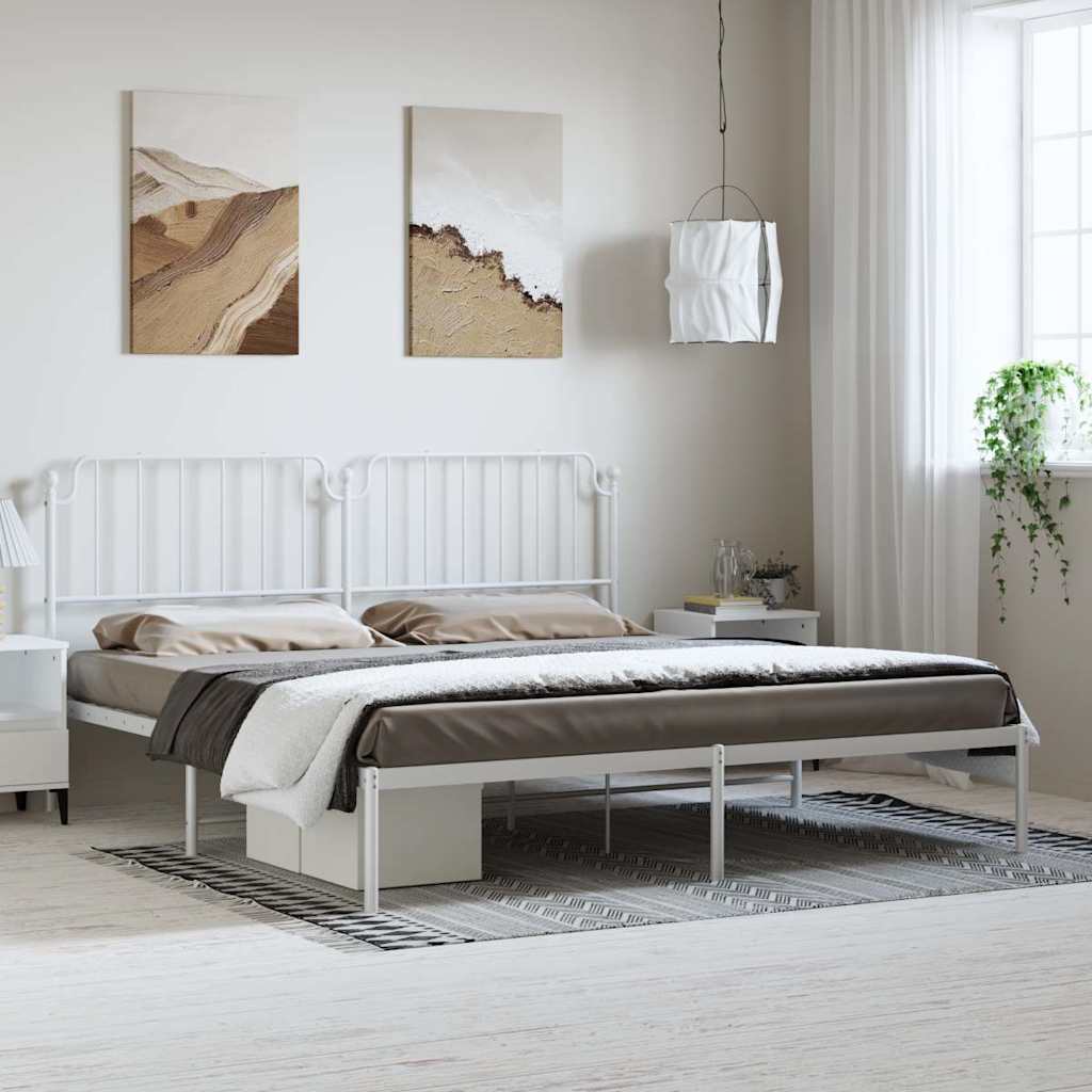 sengeramme med sengegavl 193x203 cm metal hvid