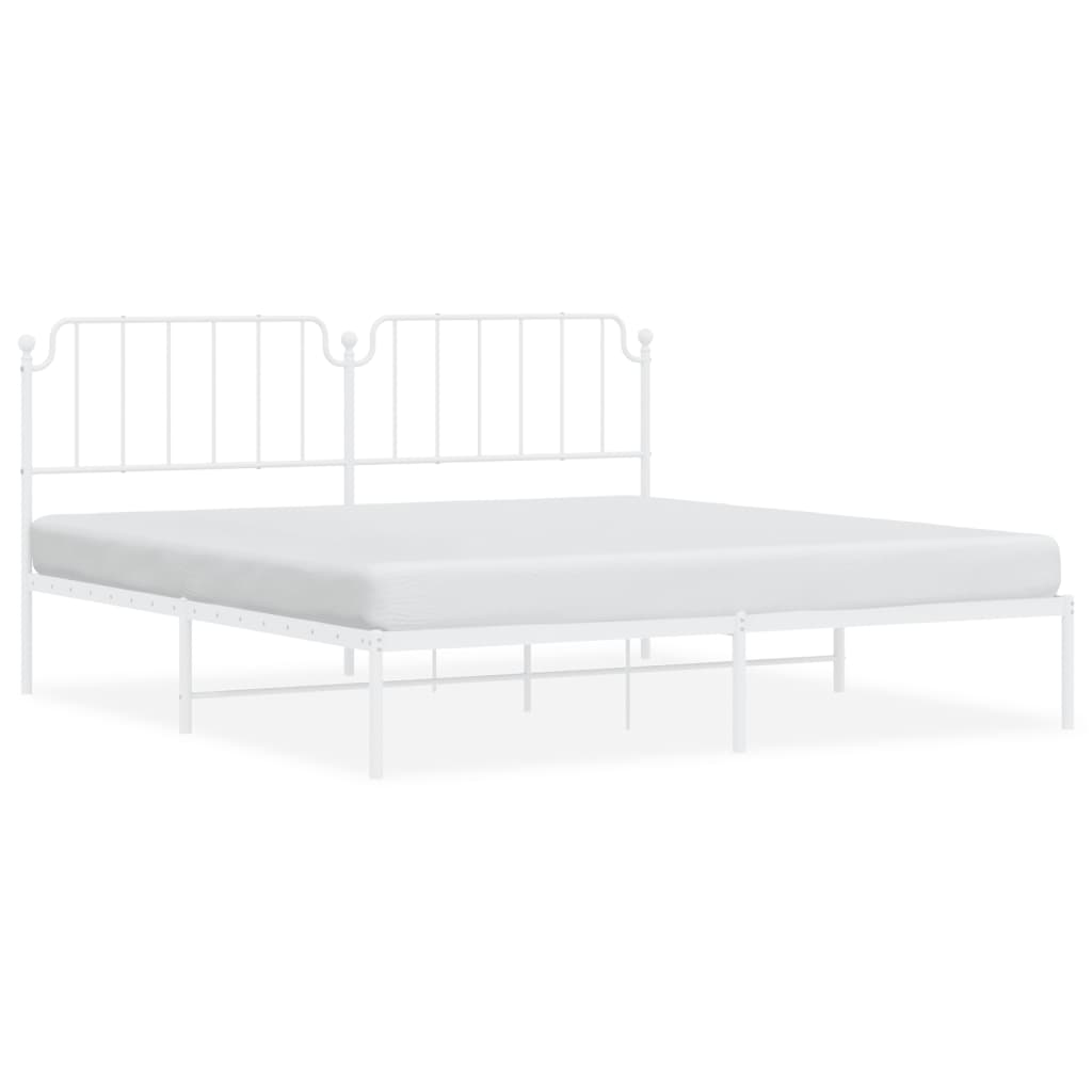 sengeramme med sengegavl 200x200 cm metal hvid