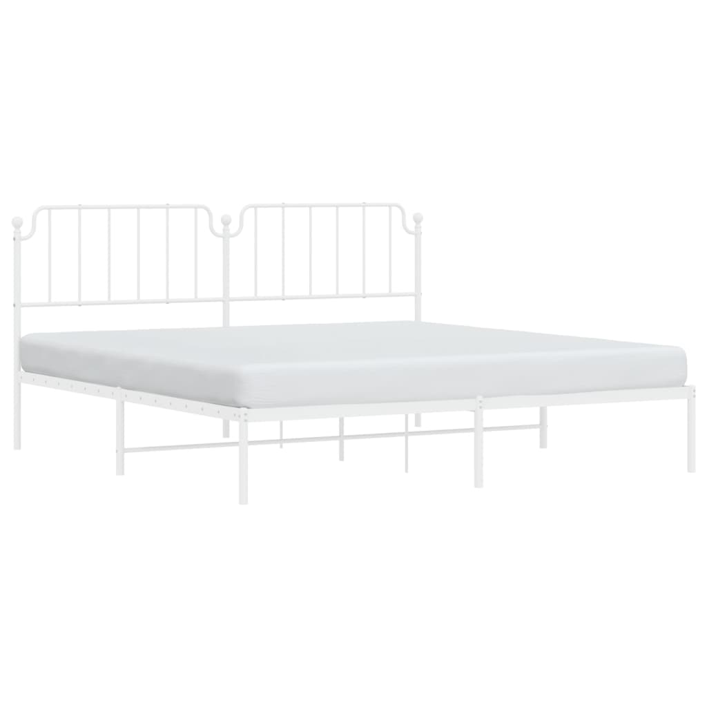sengeramme med sengegavl 200x200 cm metal hvid