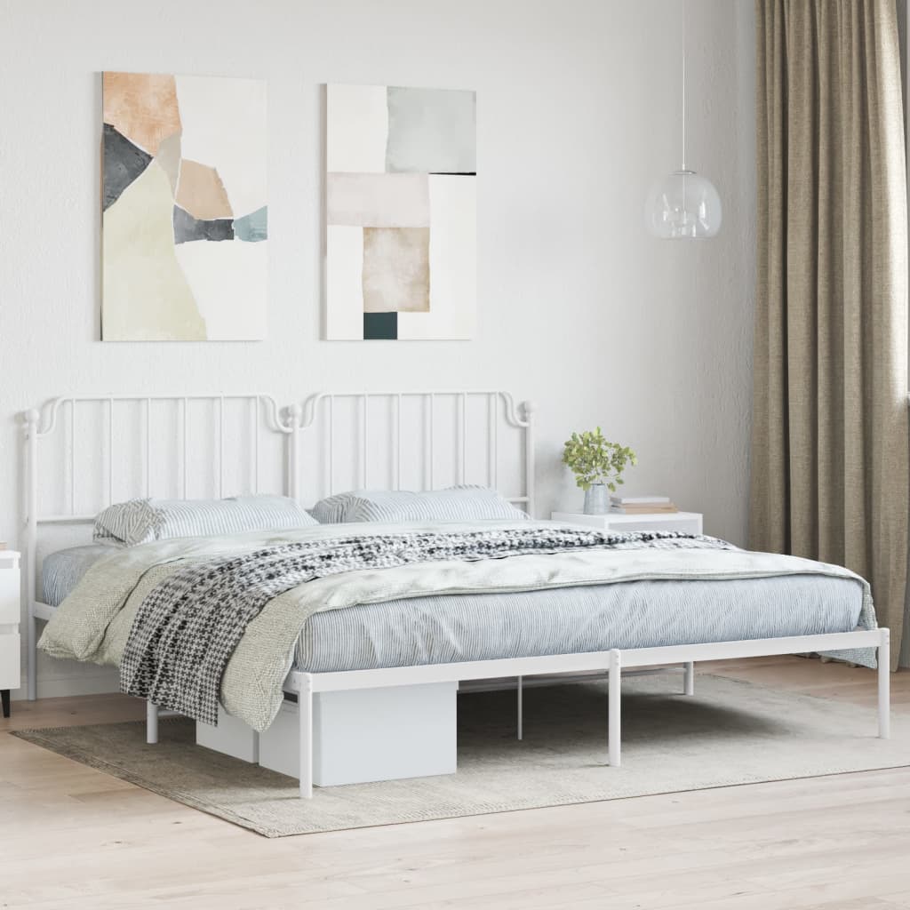 sengeramme med sengegavl 200x200 cm metal hvid