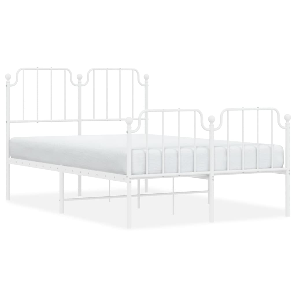 sengeramme med sengegavl og fodgærde 120x200 cm metal hvid