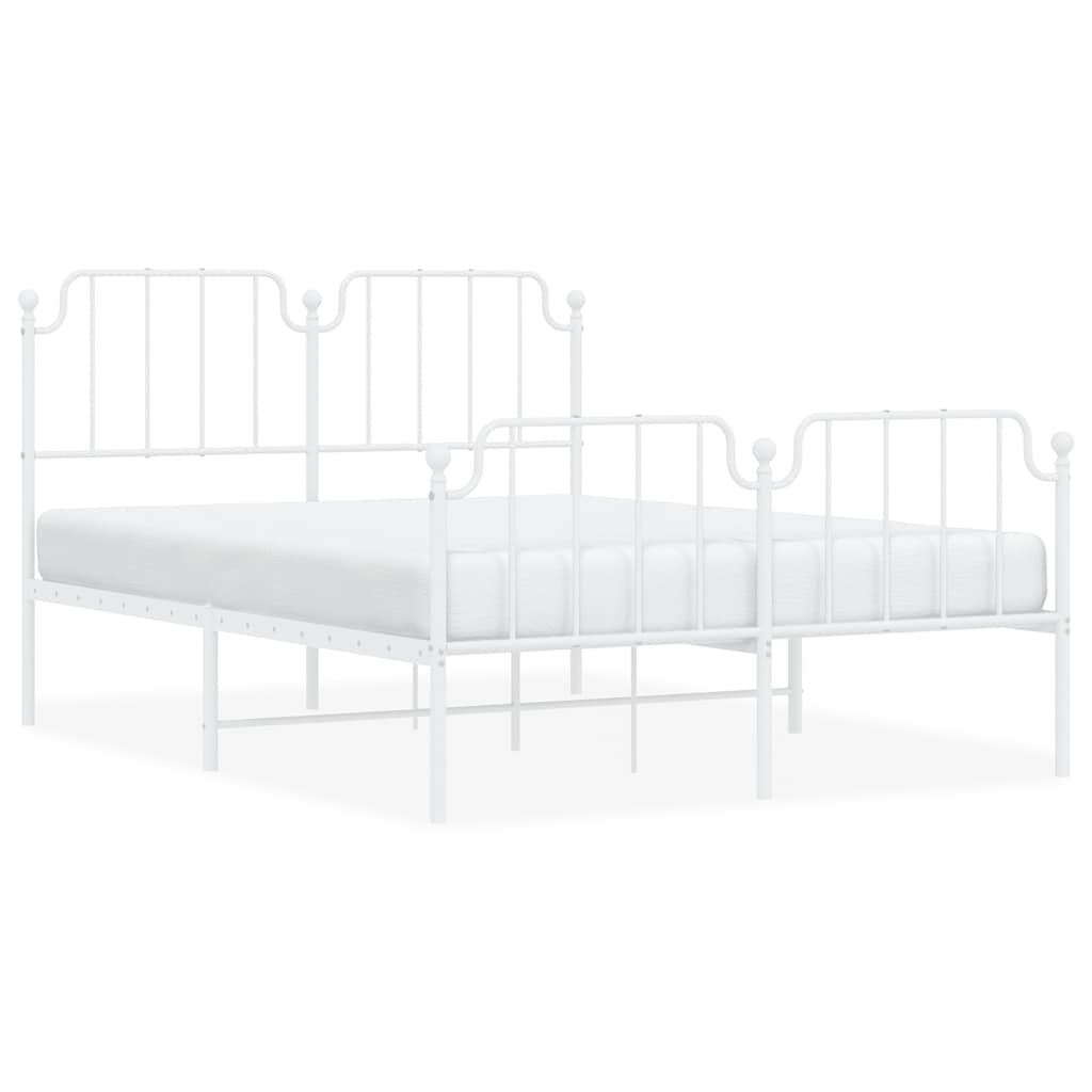 sengeramme med sengegavl og fodgærde 135x190 cm metal hvid