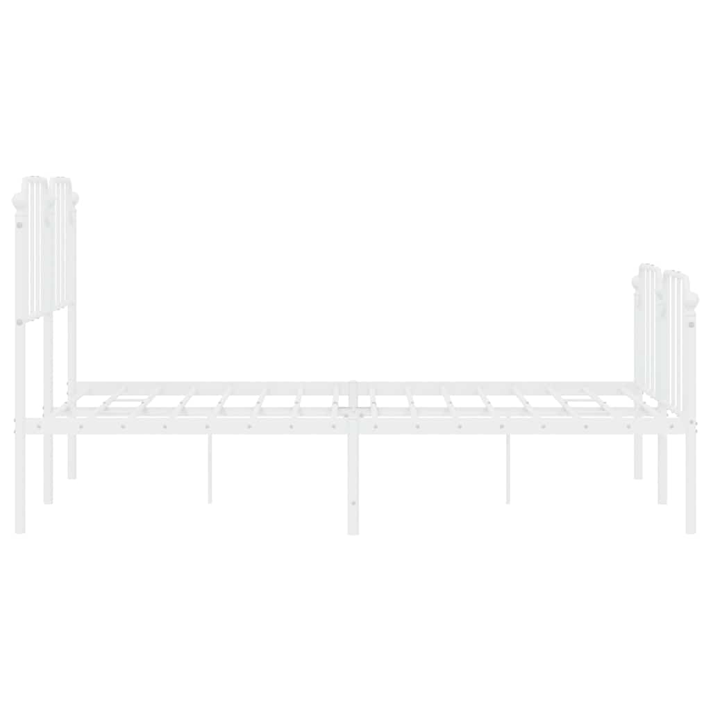 sengeramme med sengegavl og fodgærde 135x190 cm metal hvid