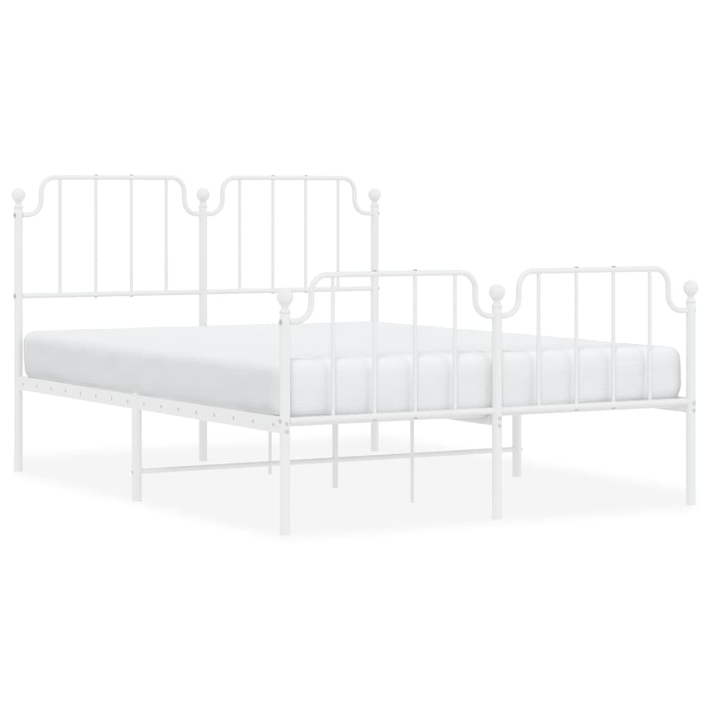sengeramme med sengegavl og fodgærde 140x190 cm metal hvid