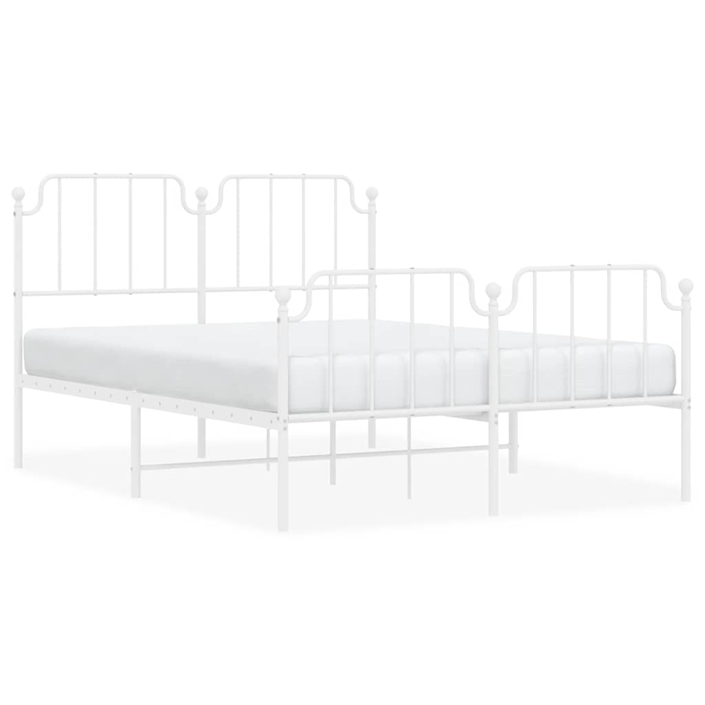 sengeramme med sengegavl og fodgærde 150x200 cm metal hvid