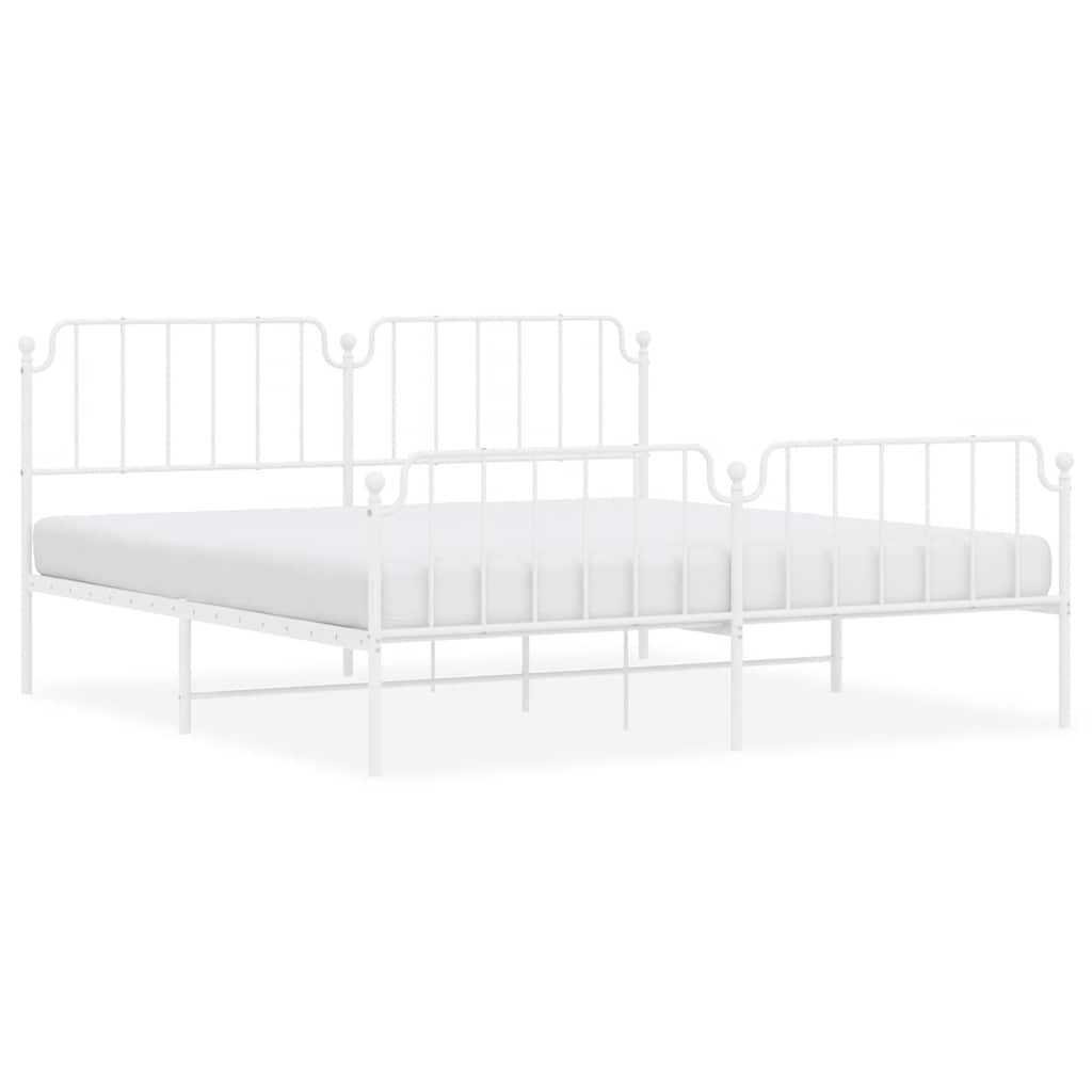 sengeramme med sengegavl og fodgærde 193x203 cm metal hvid