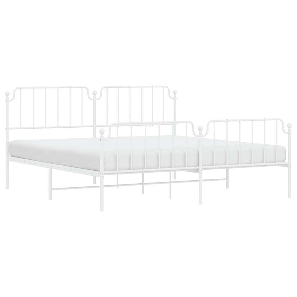 sengeramme med sengegavl og fodgærde 193x203 cm metal hvid