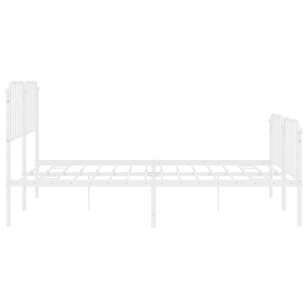 sengeramme med sengegavl og fodgærde 193x203 cm metal hvid