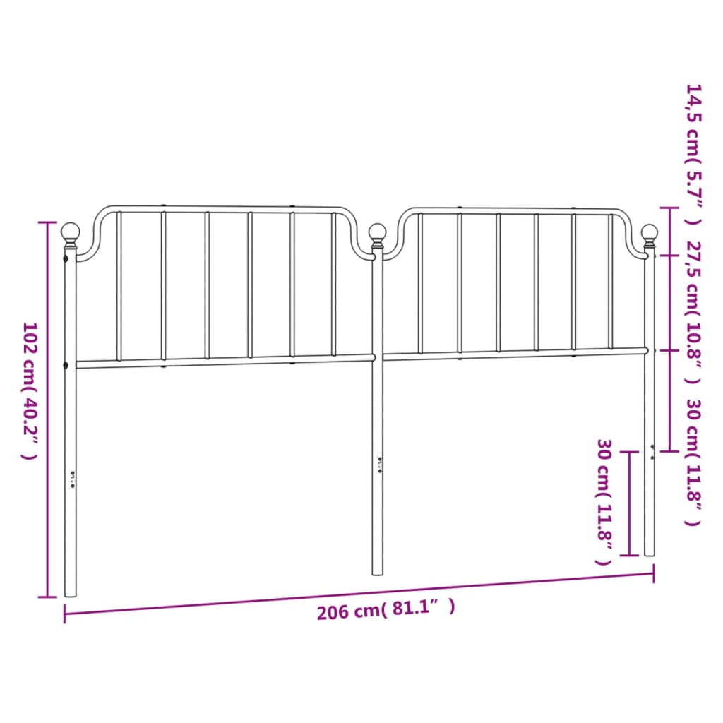 udskiftningsgavl 200 cm metal hvid