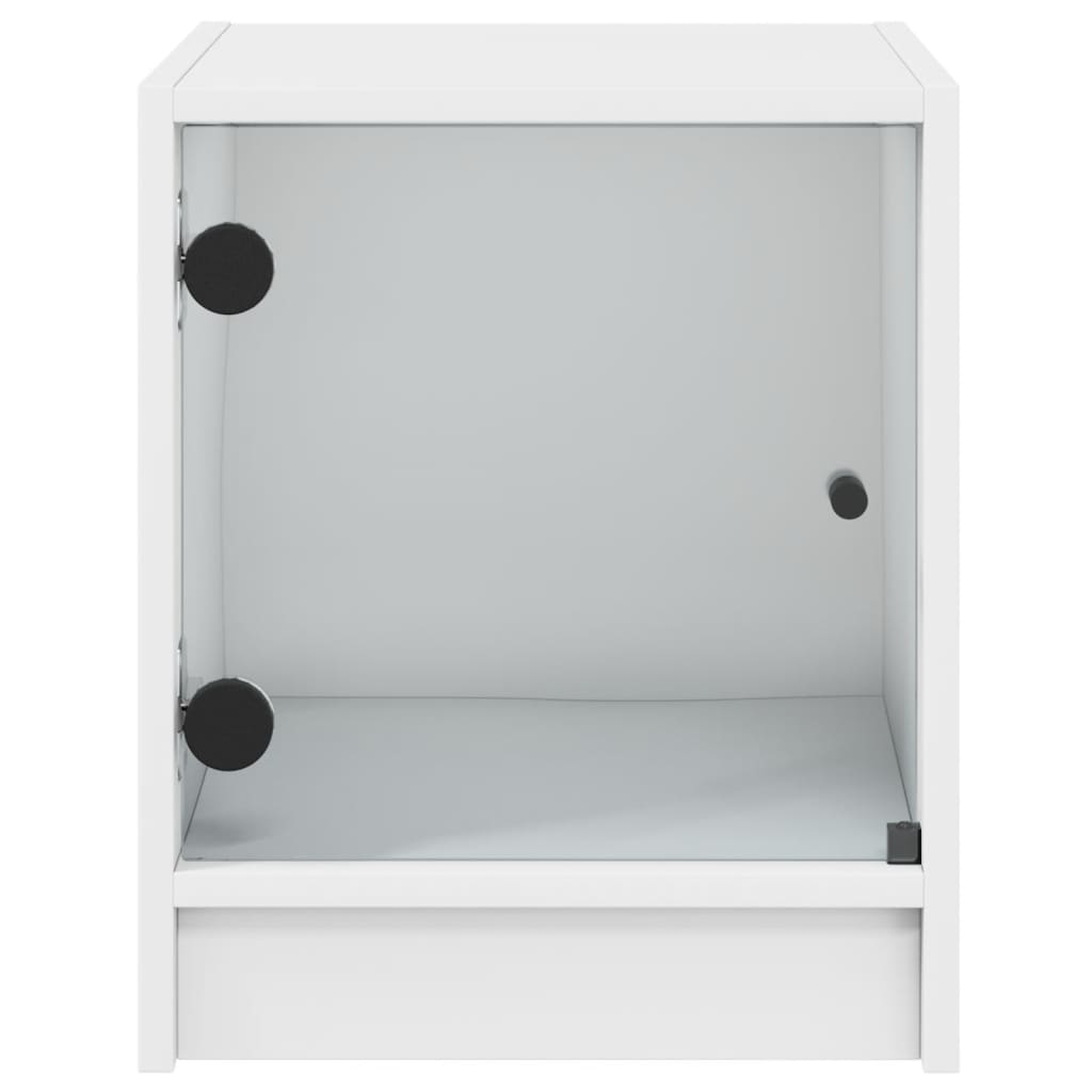 sengeborde 2 stk. med glaslåger 35x37x42 cm hvid