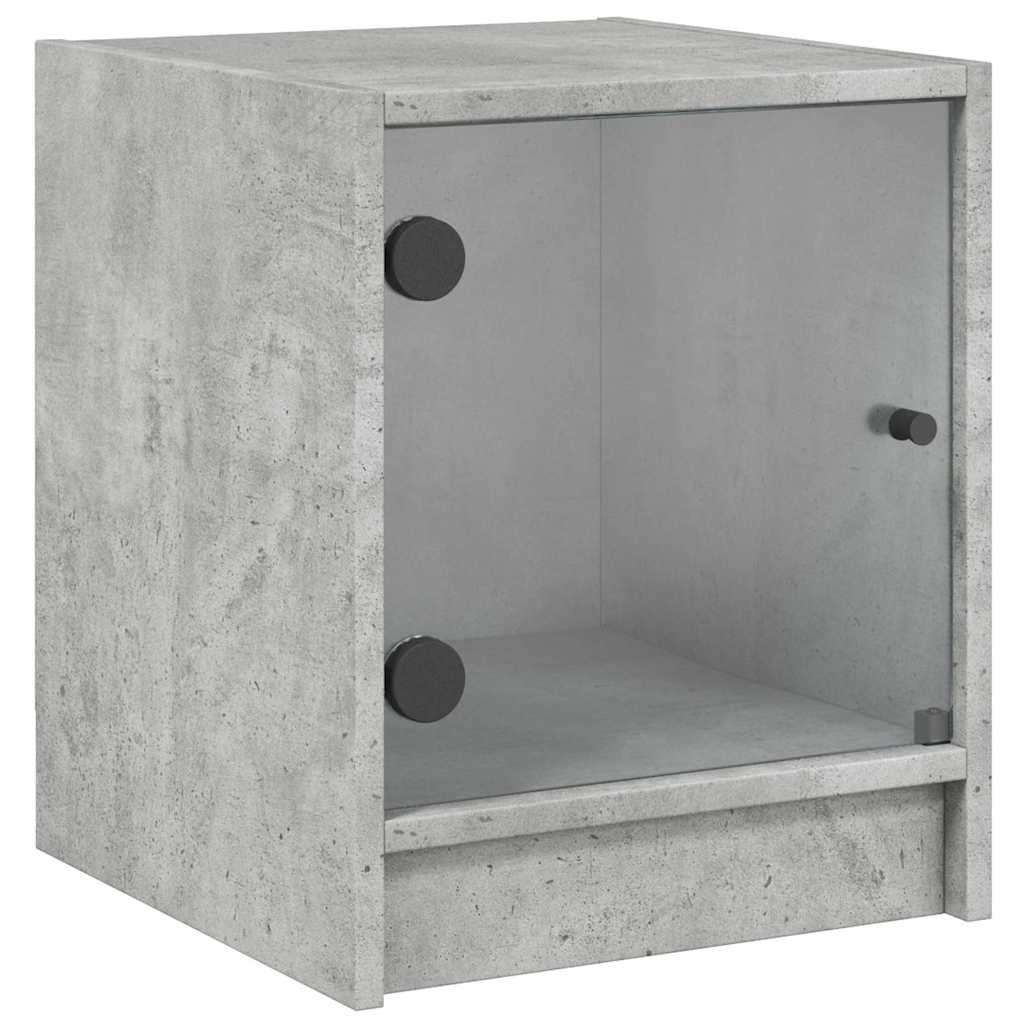 sengeborde 2 stk. med glaslåger 35x37x42 cm betongrå