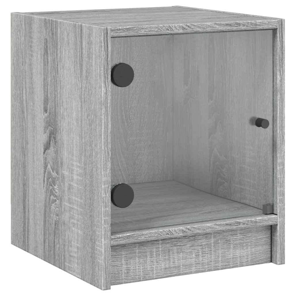 sengeborde med glaslåger 2 stk. 35x37x42 cm grå sonoma-eg