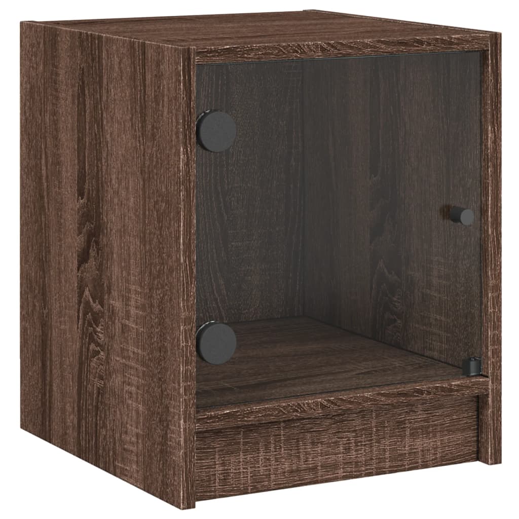 sengeborde med glaslåger 2 stk. 35x37x42 cm brun egetræ