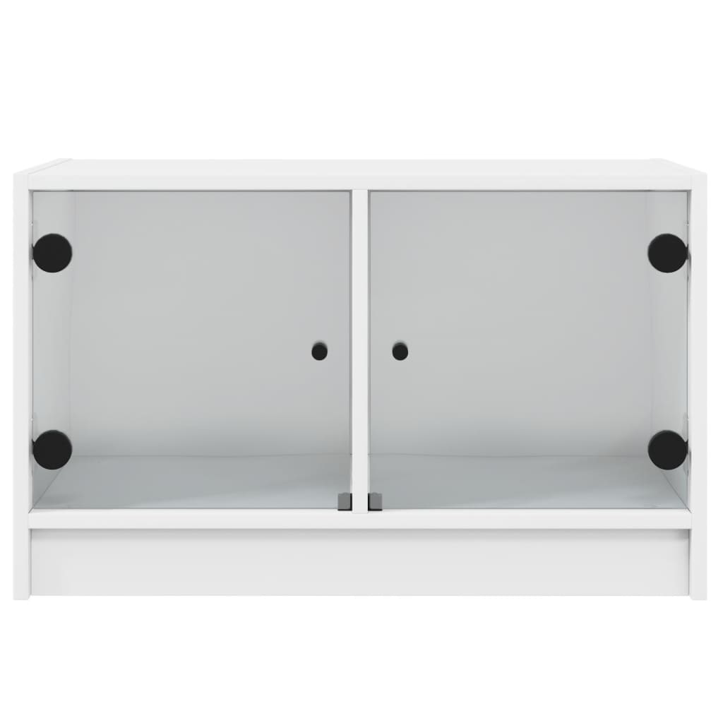 tv-bord med glaslåger 68x37x42 cm hvid