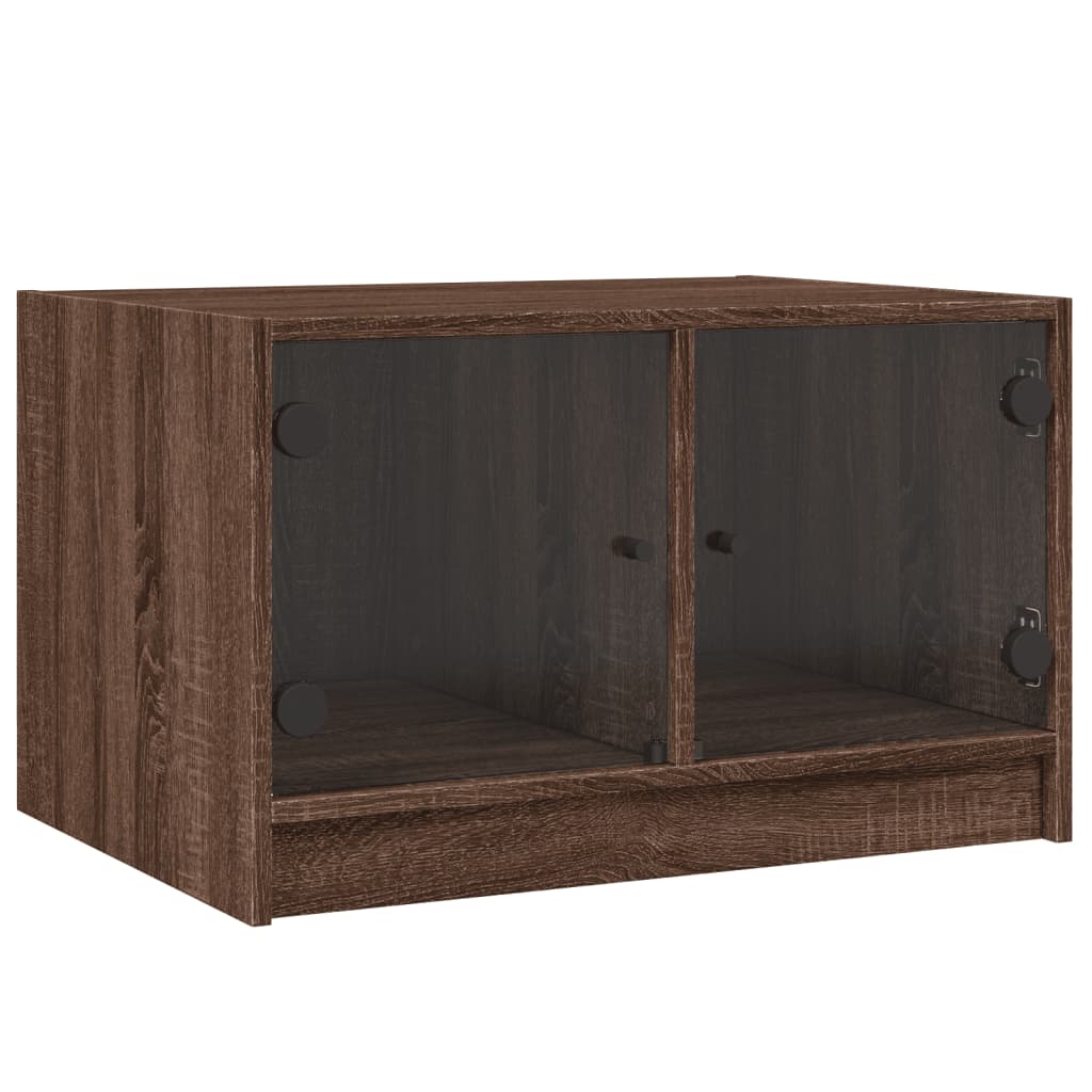 sofabord med glaslåger 68x50x42 cm brun egetræsfarve