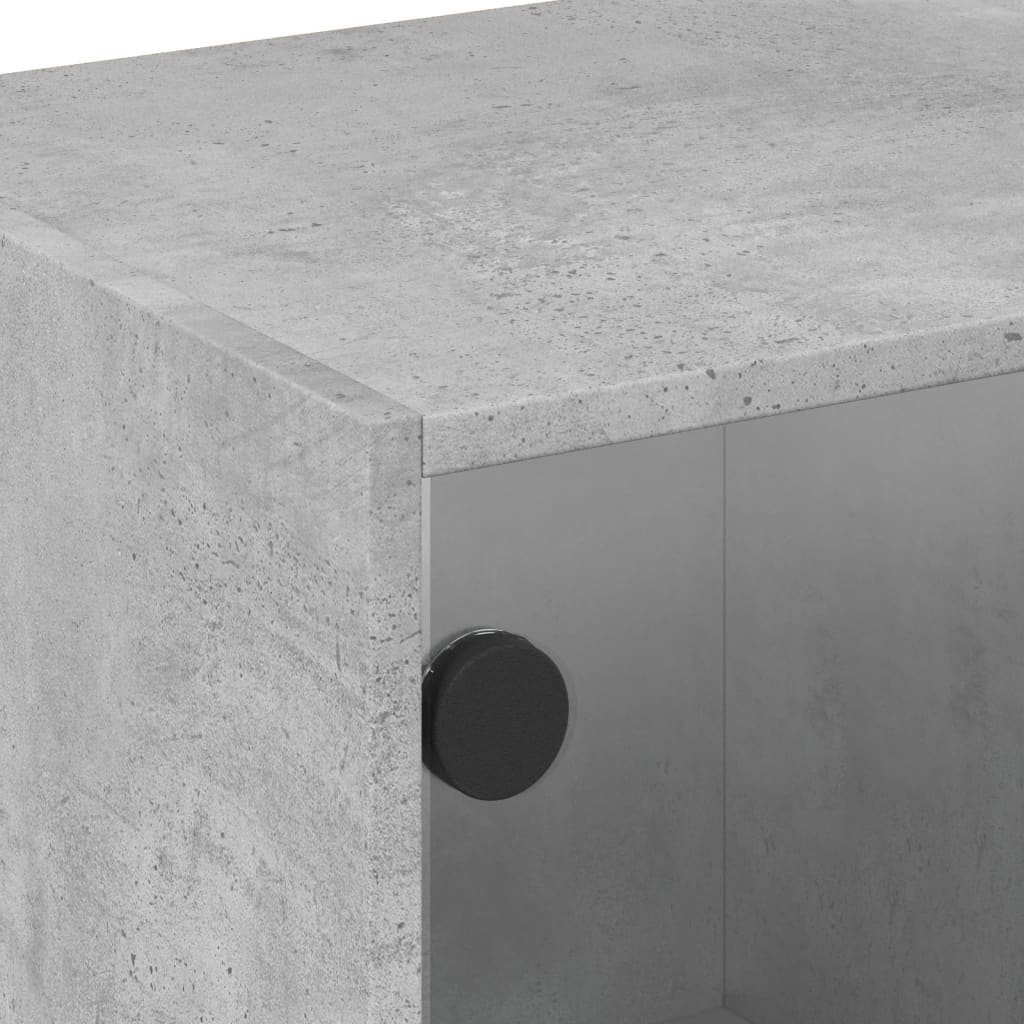 skab med glaslåger 102x37x42 cm betongrå
