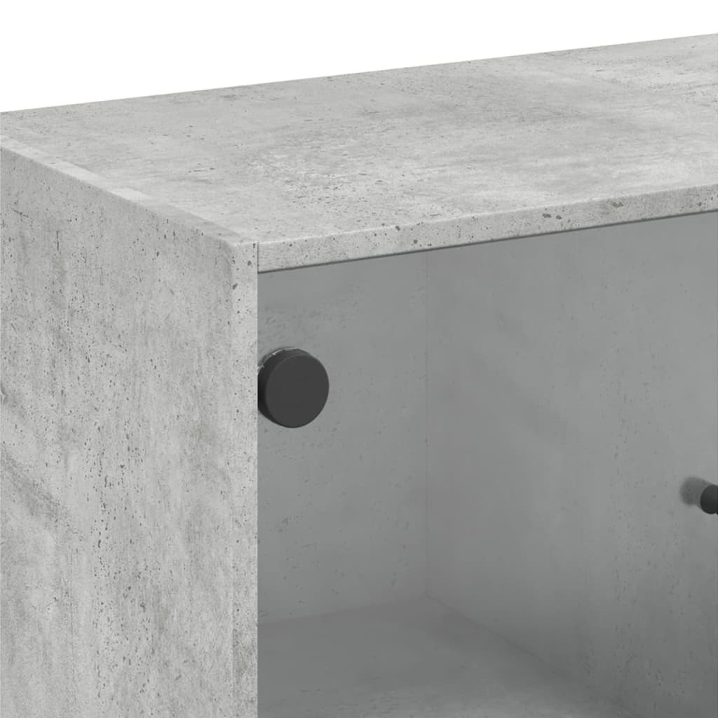 skab med glaslåger 68x37x75,5 cm betongrå