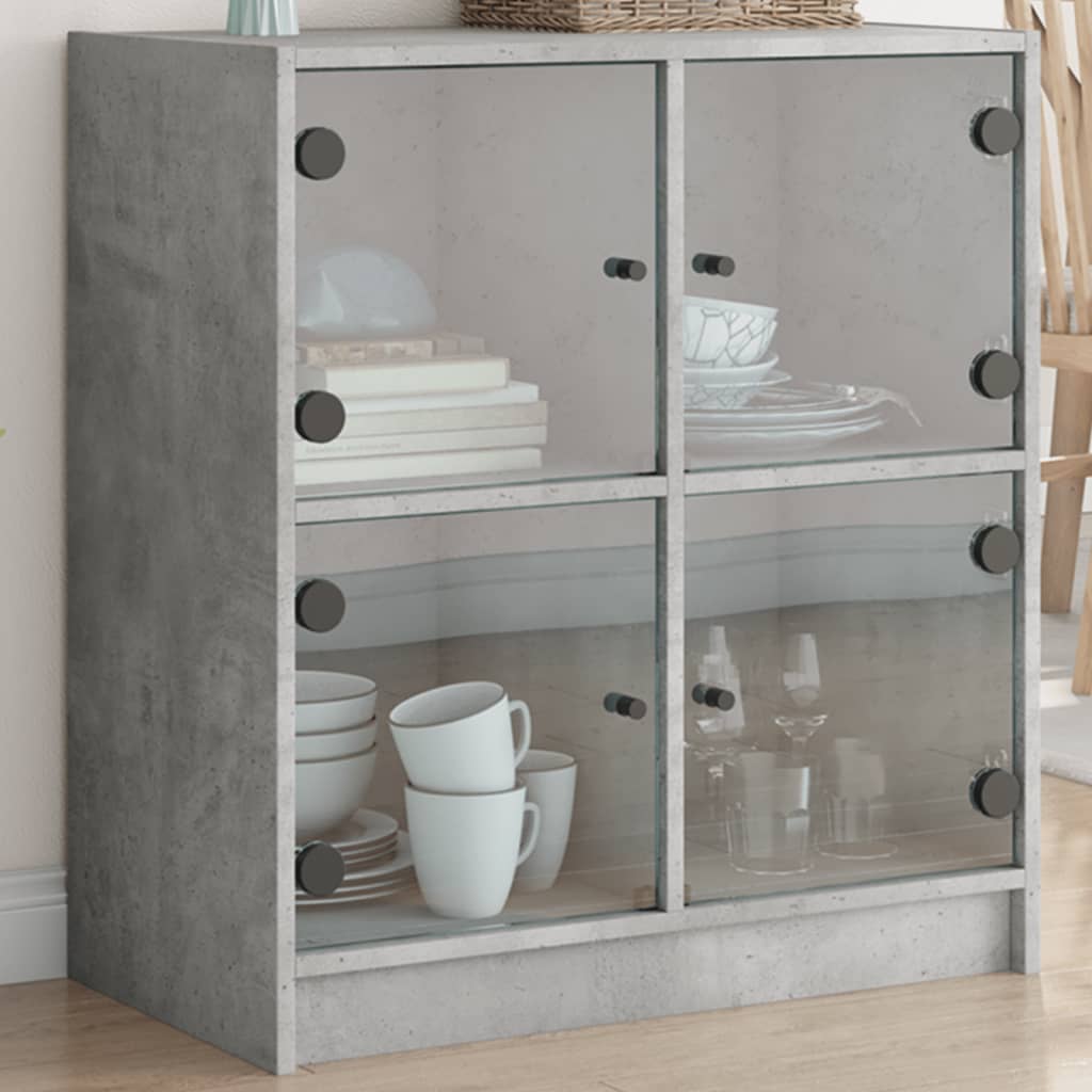 skab med glaslåger 68x37x75,5 cm betongrå