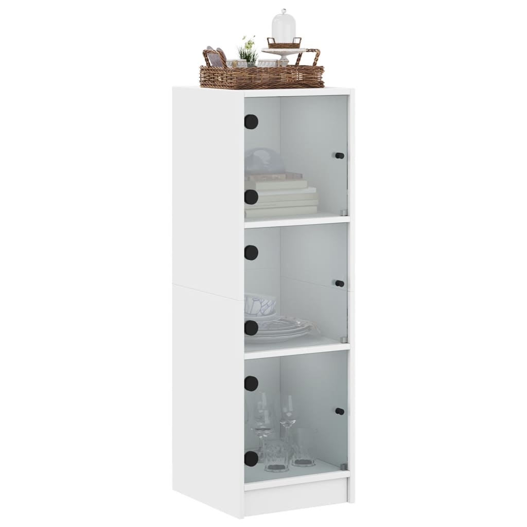 skab med glaslåger 35x37x109 cm hvid