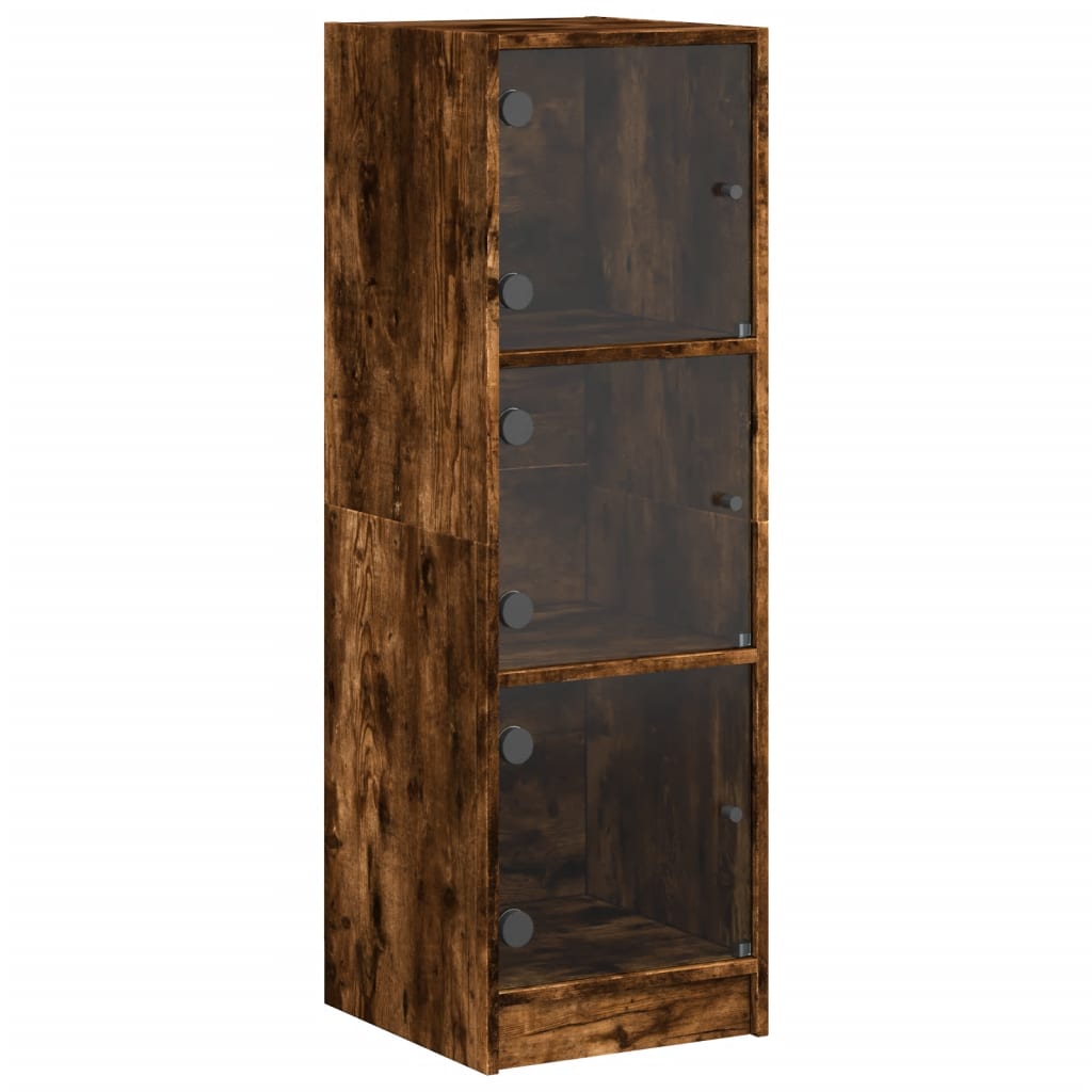 skab med glaslåger 35x37x109 cm røget egetræsfarve