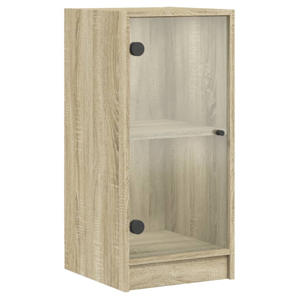skab med glaslåger 35x37x75,5 cm sonoma-eg