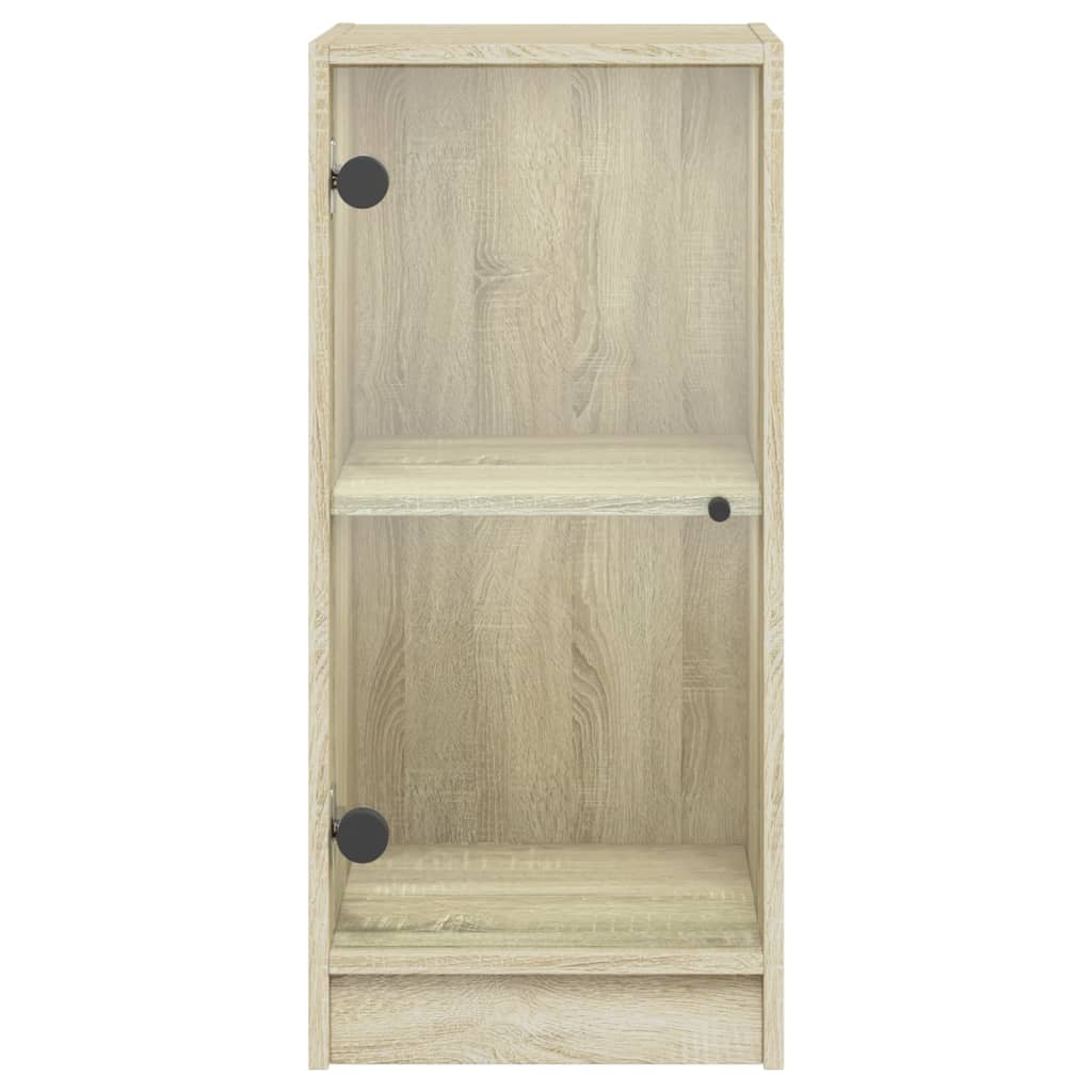 skab med glaslåger 35x37x75,5 cm sonoma-eg