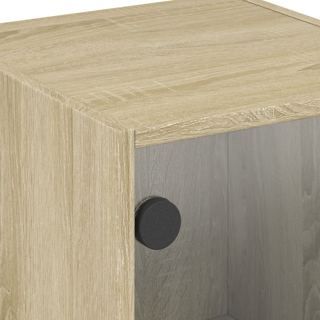 skab med glaslåger 35x37x75,5 cm sonoma-eg