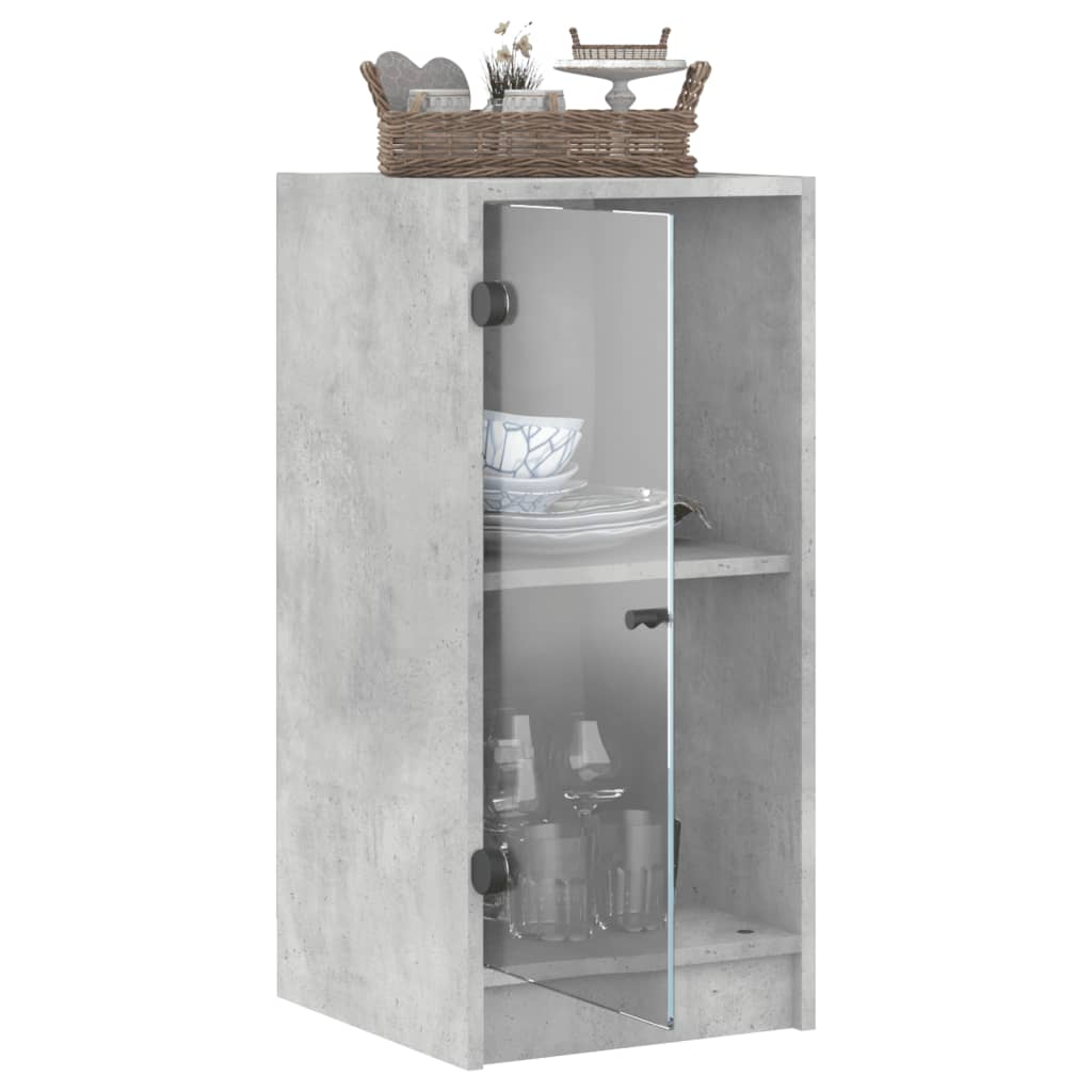 skab med glaslåger 35x37x75,5 cm betongrå