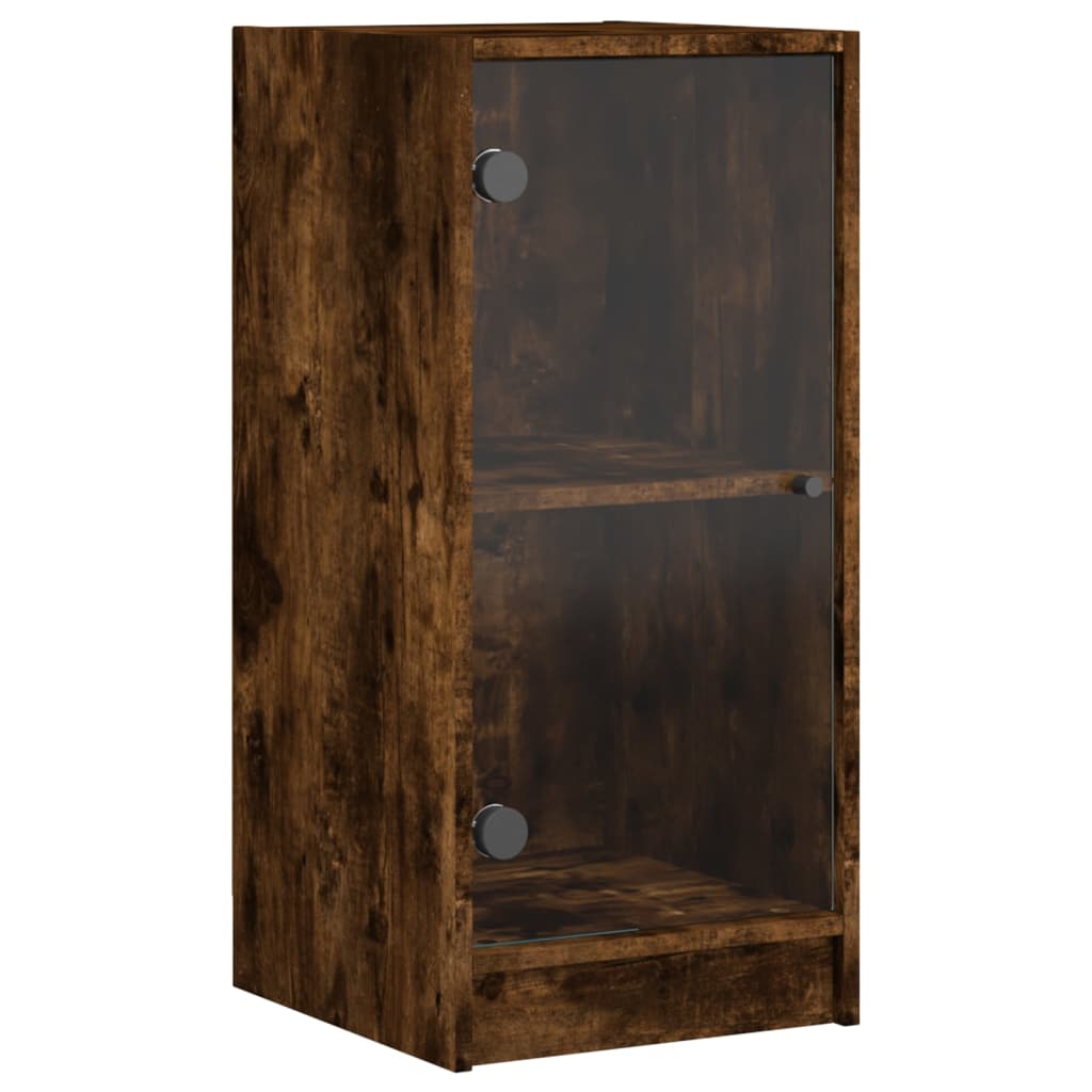skab med glaslåger 35x37x75,5 cm røget egetræsfarve