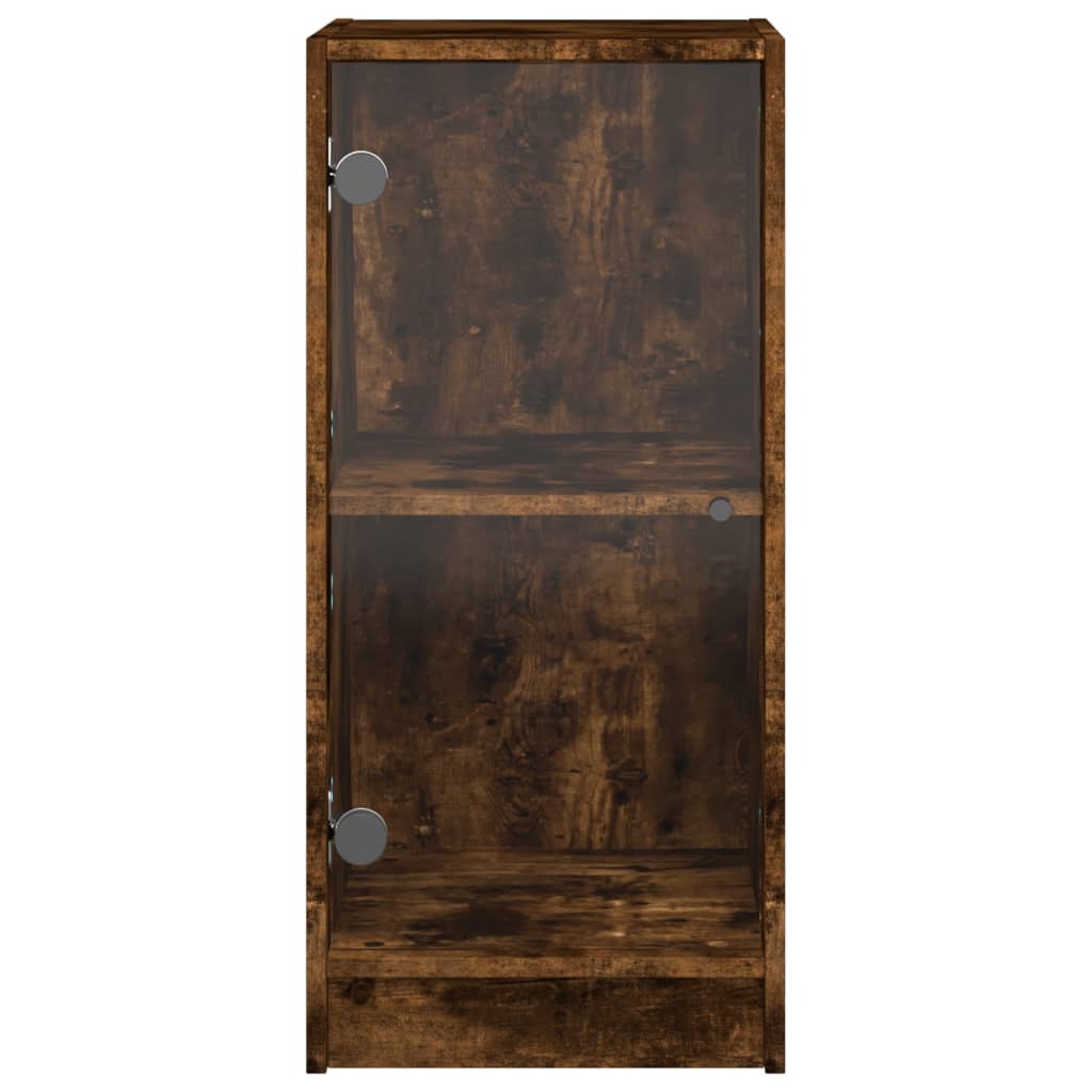 skab med glaslåger 35x37x75,5 cm røget egetræsfarve