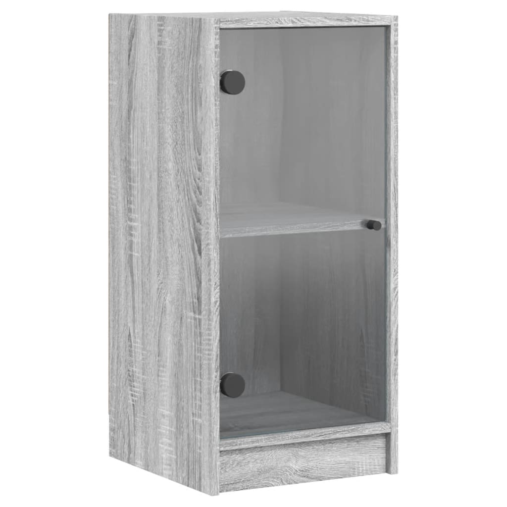skab med glaslåger 35x37x75,5 cm grå sonoma-eg