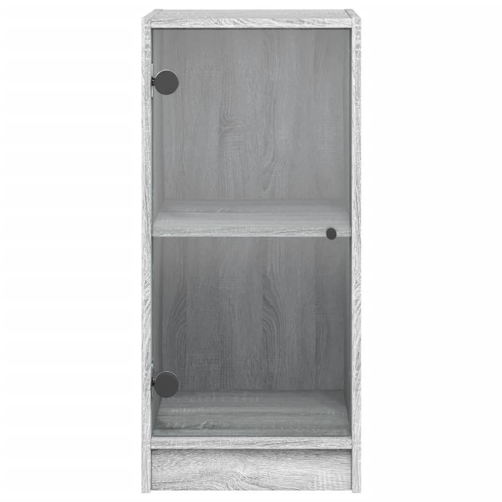 skab med glaslåger 35x37x75,5 cm grå sonoma-eg