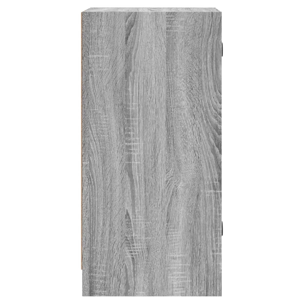 skab med glaslåger 35x37x75,5 cm grå sonoma-eg