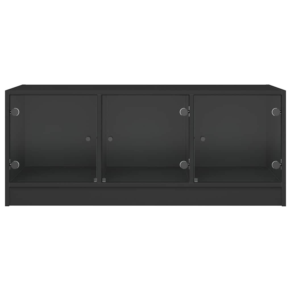 sofabord med glaslåger 102x50x42 cm sort