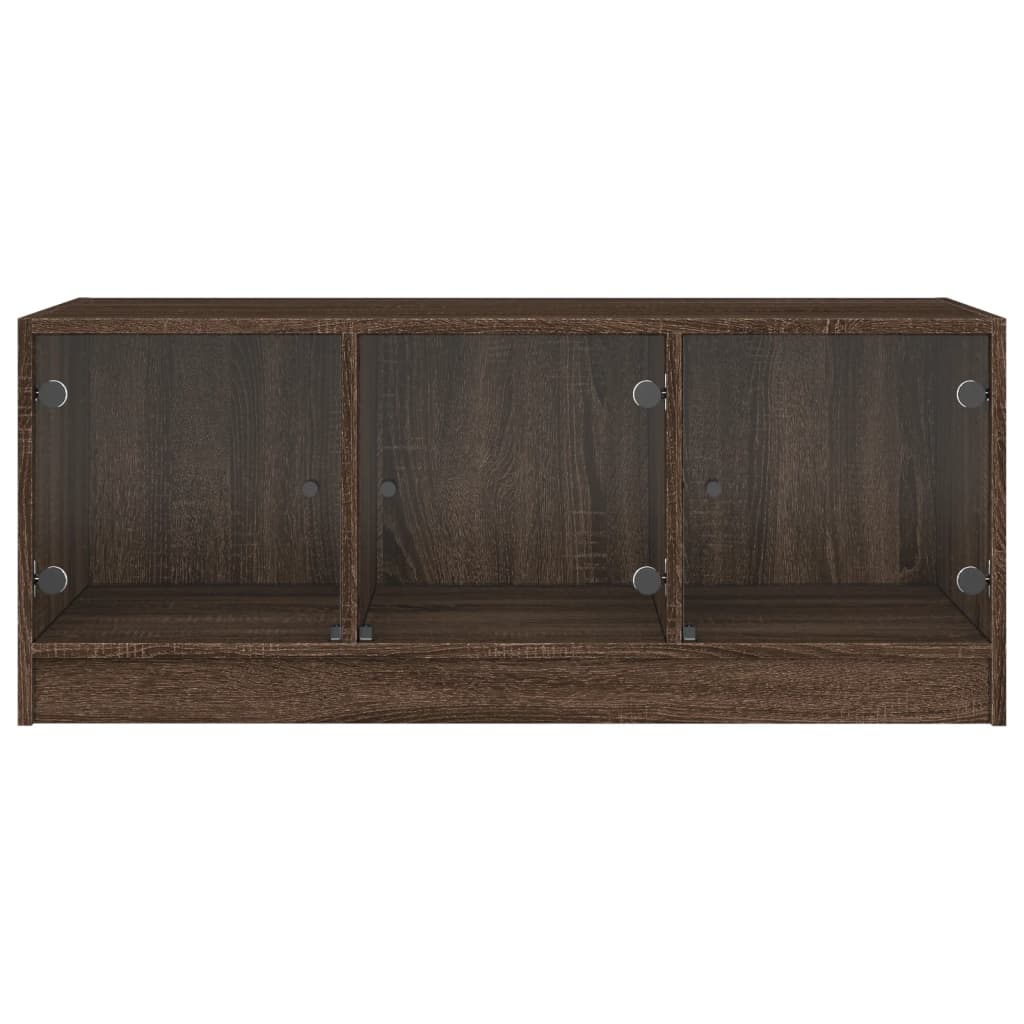 sofabord med glaslåger 102x50x42 cm brun egetræsfarve
