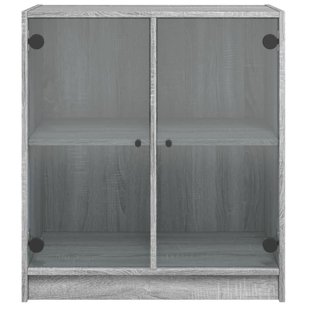 skab med glaslåger 68x37x75,5 cm grå sonoma-eg