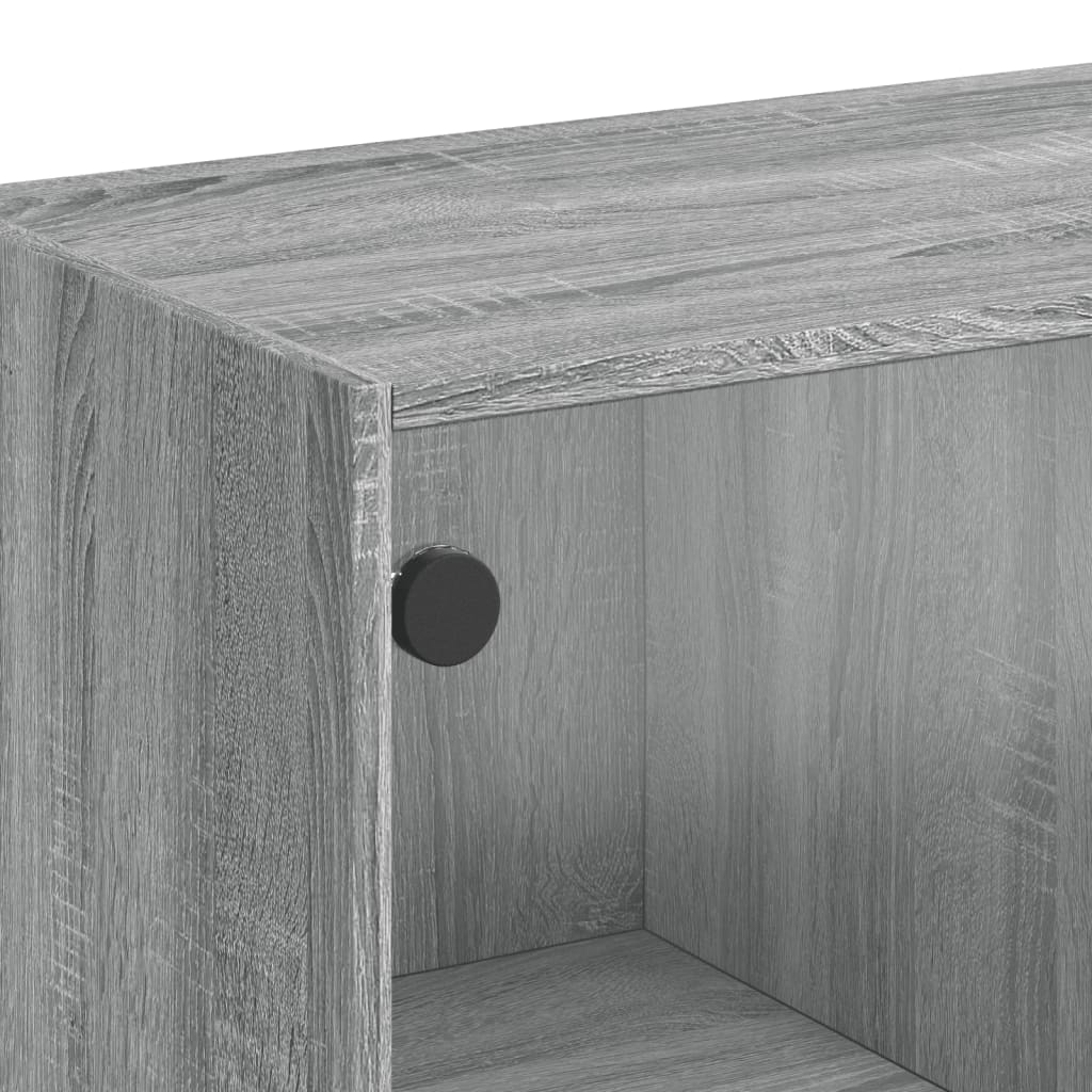 skab med glaslåger 68x37x75,5 cm grå sonoma-eg
