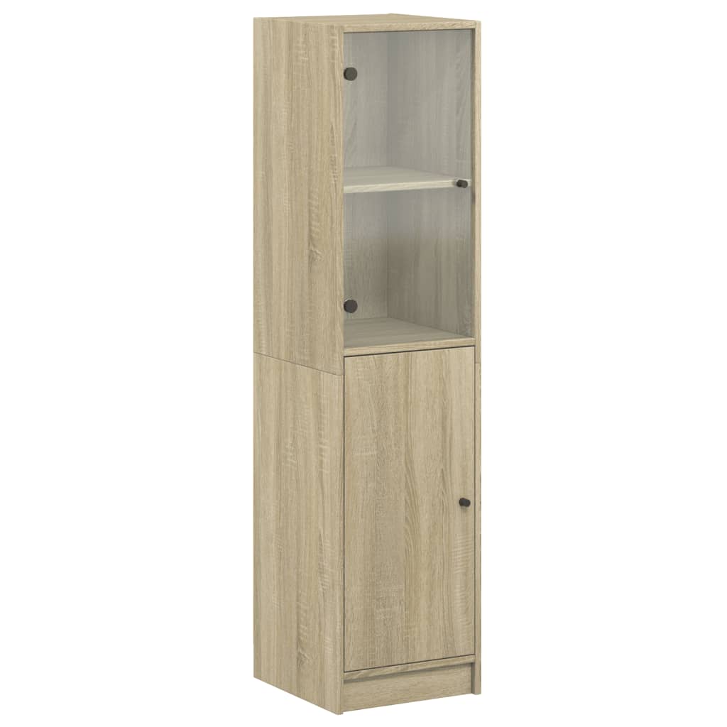 skab med glaslåge 35x37x142 cm sonoma-eg