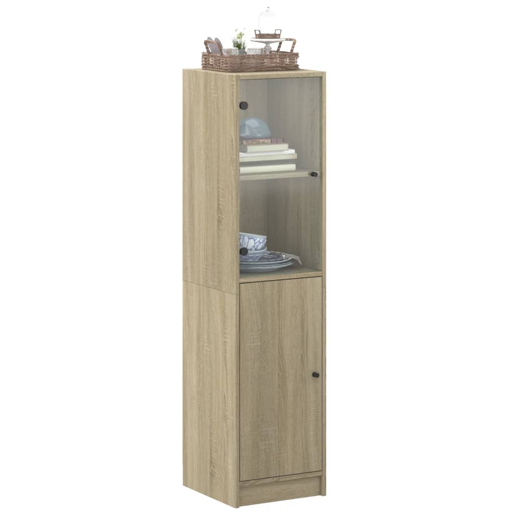 skab med glaslåge 35x37x142 cm sonoma-eg