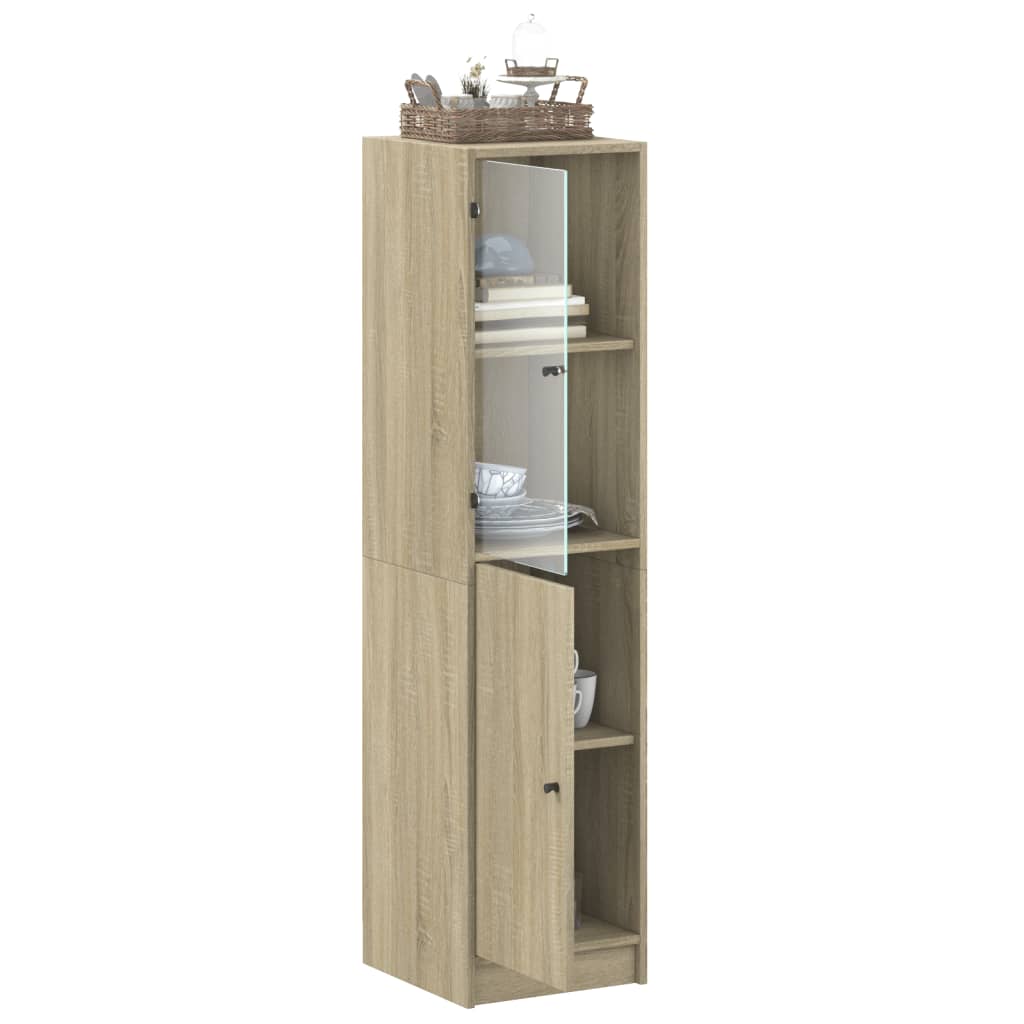 skab med glaslåge 35x37x142 cm sonoma-eg
