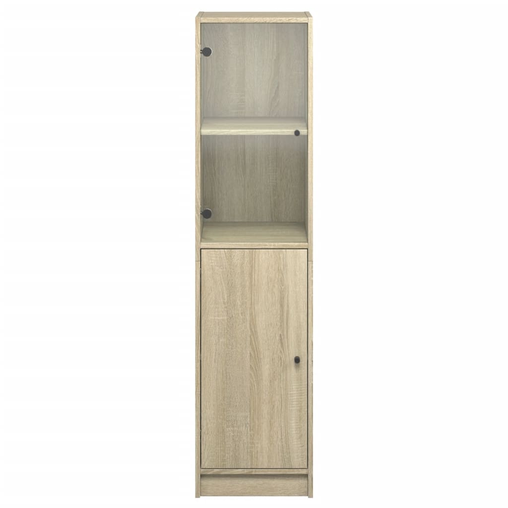 skab med glaslåge 35x37x142 cm sonoma-eg